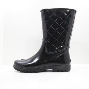 Sperry Nellie Black Rubber Quilted Waterproof Mid-Calf Rain Boots - 8